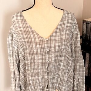 Plaid Button-Up Women's Top